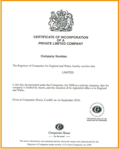 Company Registration Certificate