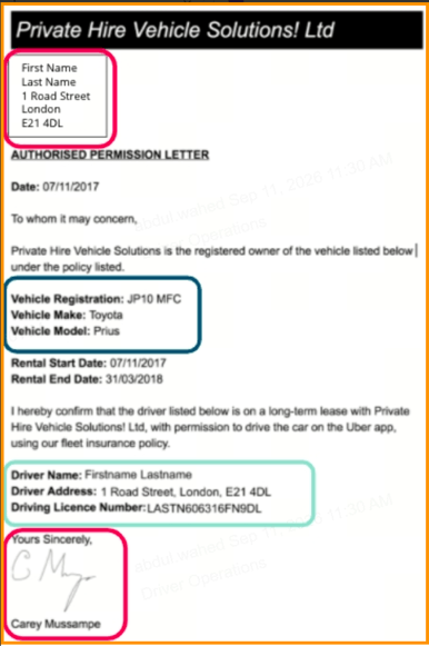 Insurance Doc (Permission Ltr)