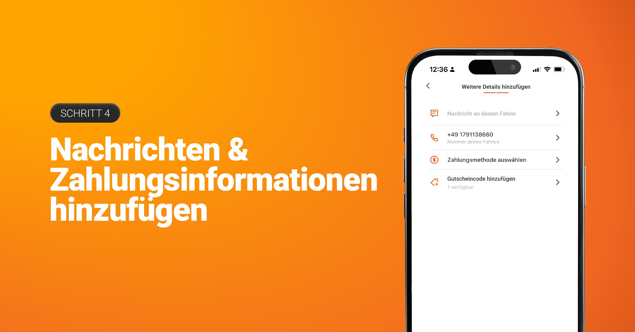 Schritt 4 Nachrichten & Zahlungsinformationen hinzufügen