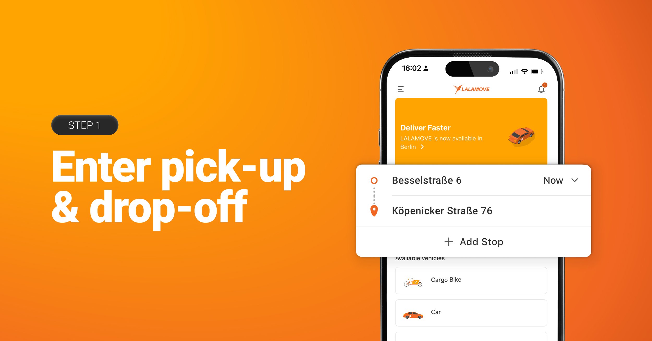 Step 1 Enter Pick-Up & Drop-Off Points