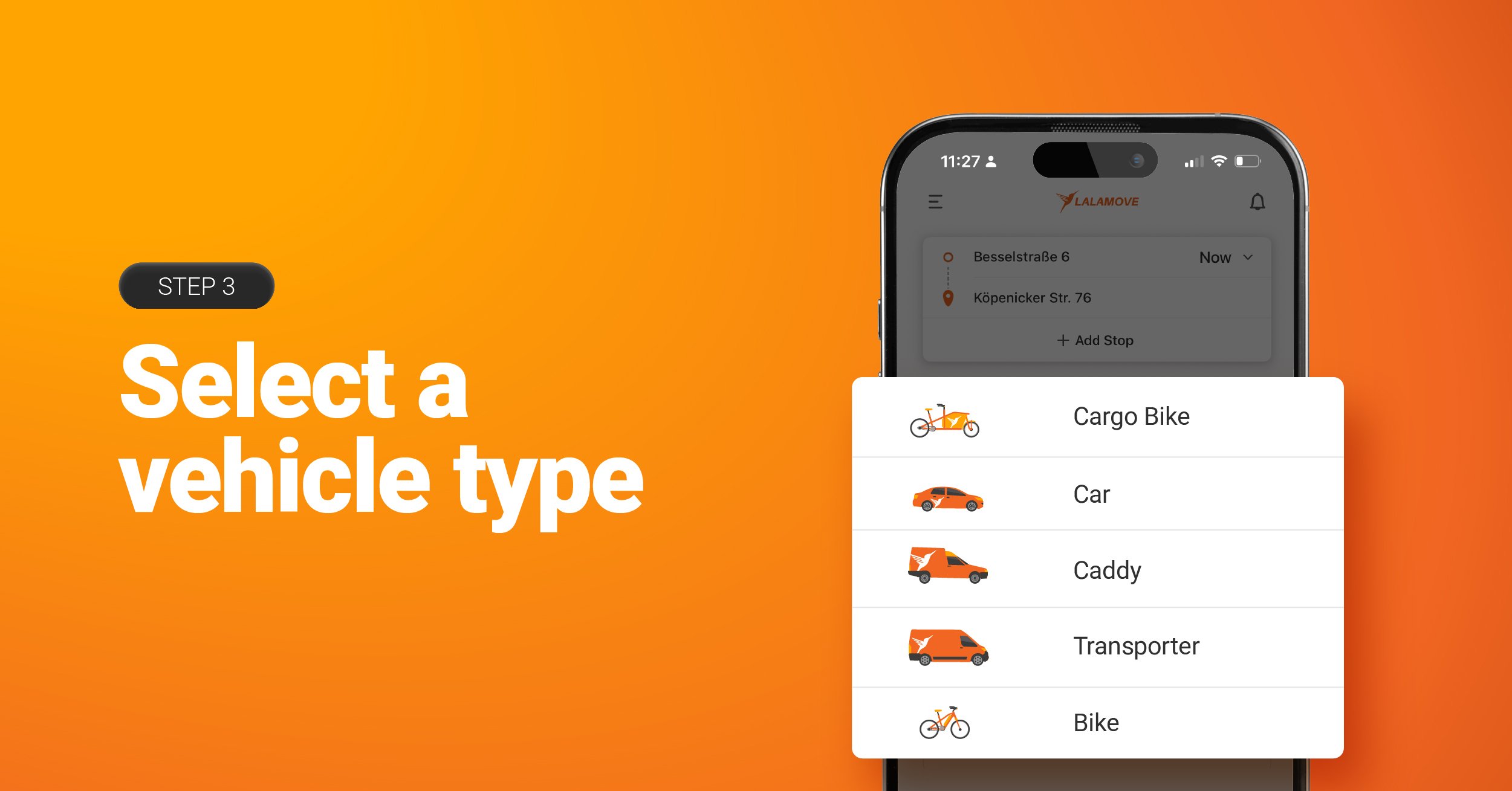 Step 3 Select a Vehicle Type
