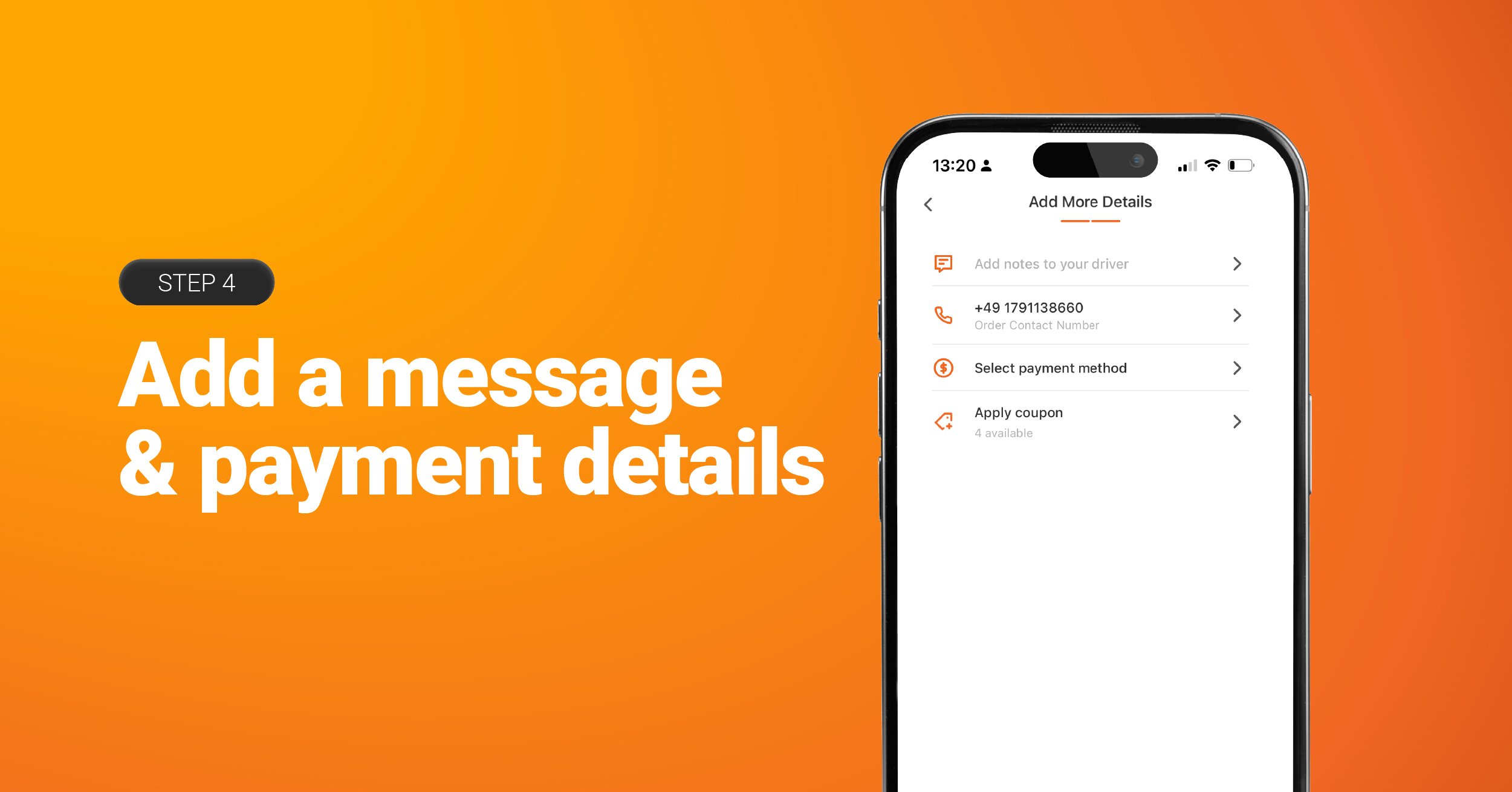 Step 4 Add a Message & Payment Details