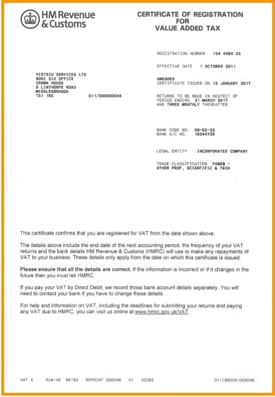 VAT Certificate